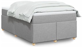 vidaXL Pat continental cu saltea, gri deschis, 120x200 cm, textil