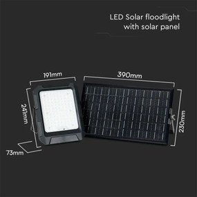 Proiector solar LED 15W/3,7V IP65 4000K negru, cu telecomandă