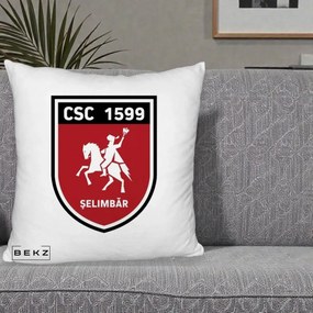 Perna Personalizata CSC 1599 Selimbar Fotbal, 40x40 cm, Alb Pufos, Husa Detasabila, Perna Inclusa, BEKZ®