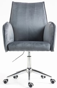 HR280K Scaun Grafit din Catifea cu Bază Cromata