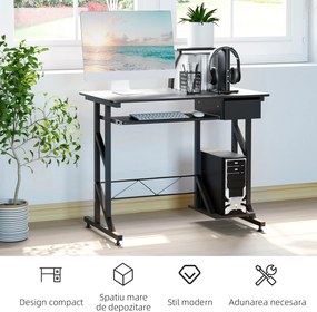 HomCom birou calculator, cu suport glisant,90x50x95 cm | AOSOM RO | Aosom Romania