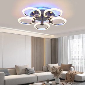 Lustra Led Cu Telecomanda, Elit's, Opal K, 136 w Intensitate Reglabila, RGB, NEGRU