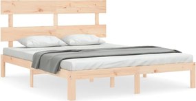 vidaXL Cadru de pat cu tăblie, king size, lemn masiv