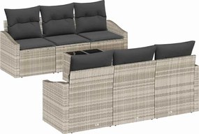 vidaXL Set de canapea cu pernă Manual 7 pcs Gri deschis poliratan