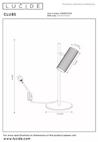 Lucide CLUBS Lampă de masă 09539/01/30 - 1xGU10/40W/230V, neagră