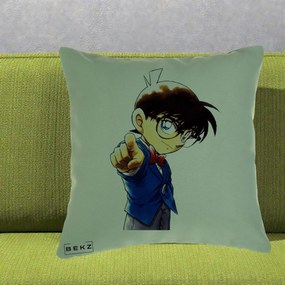 Perna Personalizata Detective Conan Conan Arata, 40x40 cm, Verde, Husa Detasabila, Perna Inclusa, BEKZ®
