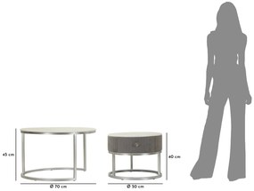 Mauro Ferretti Set De 2 Masute De Cafea Grays  Cm Ø 70X45-50X38 | Aosom Romania