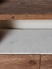 Etajera din lemn reciclat si marmura, cu 5 rafturi, Greta