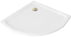 Mexen Flat brodzik pătrățos slim 100 x 100 cm, alb, sifon auriu - 41101010G