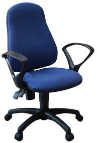 Scaun de birou Punkt-Ergo GTP, cu brate, textil C14, albastru/negru