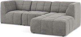 Colțar gri cu tapițerie din catifea (cu colț pe partea dreaptă/cu șezlong) Aloha – Makamii