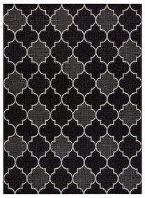 Covor sisal Floorlux 20607 marocani trellis negru si argintiu