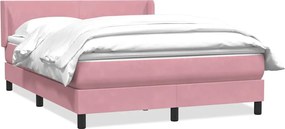 vidaXL Pat box spring cu saltea, roz, 160x210 cm, catifea