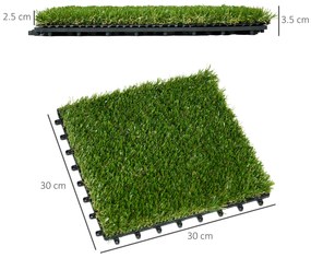 Outsunny Dale pentru Gradina cu Iarba Sintetica 30x30cm 10 Bucati, Gazon Artificial Realist, Verde | Aosom Romania