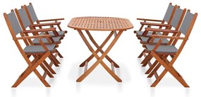 278911 vidaXL Set mobilier exterior 7 piese gri lemn eucalipt lemn/textilenă