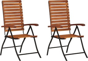 vidaXL Scaune de grădină rabatabile, 2 buc., lemn masiv de acacia
