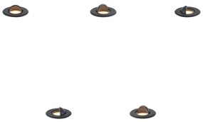 Set de 5 spoturi moderne de sol negre, inclusiv LED IP67 - Linsey