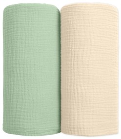 Set 2 paturi pentru bebelusi de vara din muselina dubla 100x100 cm Kidizi Mint, bumbac 100%