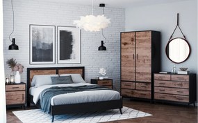 Pat lemn masiv Timeless 140x190 cm Negru
