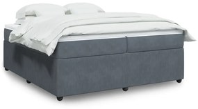 3285663 vidaXL Pat box spring cu saltea, gri închis, 200x200 cm, catifea