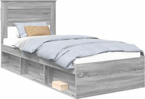 vidaXL Cadru de pat Gri Sonoma 90 x 190 cm Lemn de pin masiv