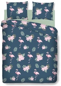 Lenjerie de pat dubla Flamingo, Bedora, 4 piese, bumbac ranforce