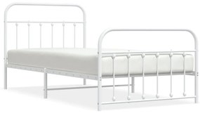352640 vidaXL Cadru de pat metalic cu tăblie de cap/picioare, alb, 100x200 cm