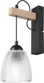 Lampă de perete LEANDRA 1xE27/15W/230V stejar/negru