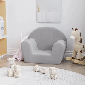341762 vidaXL Canapea pentru copii, gri deschis, pluș moale