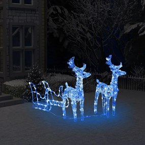 Decoratiune de Craciun reni si sanie 160 LED-uri 130 cm acril 1, Albastru, 43 x 11 x 55 cm (2 pcs)