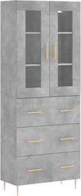 vidaXL Dulap înalt, gri beton, 69,5x34x180, lemn compozit