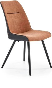 Scaun tapitat K323, maro/negru, piele ecologica/metal, 45x59x88 cm