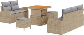 vidaXL Set de canapele pentru grădină 8 pcs Beige și gri deschis