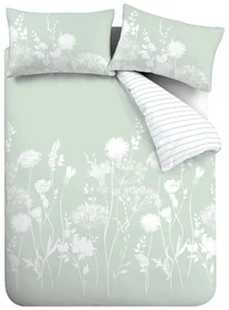 Lenjerie de pat Catherine Lansfield Meadowsweet Floral, 200 x 200 cm, alb - verde