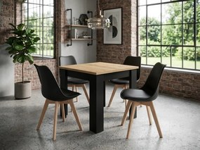 Set de masa 1 + 4, masa MADO ARTISAN 80x80 + scaune BALI MARK negru