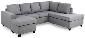 Colțar Scandinavian Choice C154Negru, Gri deschis, 254x194x82cm, Picioare: Plastic