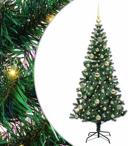 vidaXL Pom de Crăciun artificial pre-iluminat cu 150 LED Verde 150 cm