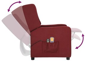 Fotoliu de masaj rabatabil electric, rosu vin, material textil 1, Bordo