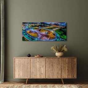 Tablou panorama orașului nocturn (120x50 cm)