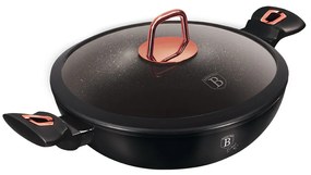Cratiță marmorată cu capac 30 cm, 4.8 L Berlinger Haus Black Rose Collection BH 7112, neagră, strat titan, compatibilă cu toate plitele