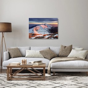 Tablou pe sticlă - Panoramă montană de iarnă II. (70x50 cm)