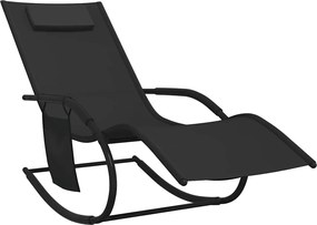 vidaXL Șezlong balansoar, negru, oțel și textilenă