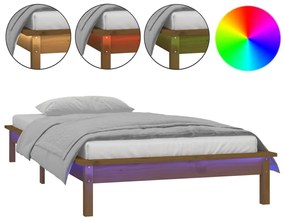 820599 vidaXL Cadru de pat cu LED, maro miere, 100x200 cm, lemn masiv