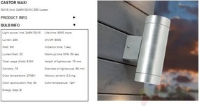 Aplica de perete exterior dubla IP54, Castor Maxi 71381131NL