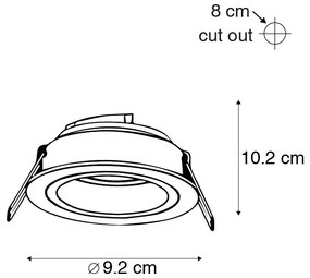 Set de 6 spoturi încastrate moderne negre 9,2 cm rotative și înclinabile - Chuck