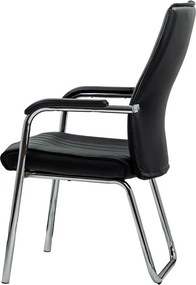 Scaun vizitator și așteptare negru HRC 614 din piele ecologică și cadru cromat
