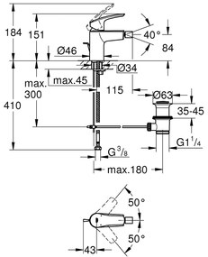 Baterie bideu Grohe Eurosmart New 2021,furtunuri,crom-32929003