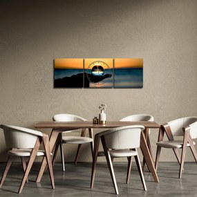 Tabloul cu bilă din sticlă în palmă (cu ceas) (90x30 cm)
