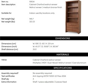 Vitrina design LUX, Furnir de nuc, Charford