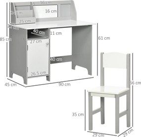 HOMCOM Set Masă și Scaune pentru Copii 5-8 Ani cu Spațiu de Depozitare, Tablă și Scaun, 90x45x85 cm, Roz | Aosom Romania